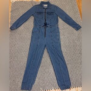 Madewell Denim Coverall Jumpsuit Med Wash Front Zip